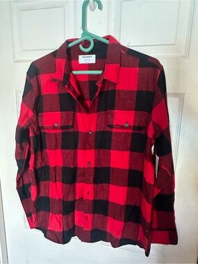 Old Navy Red & Black Buffalo Plaid Button-Up Shirt Boys XXL plus